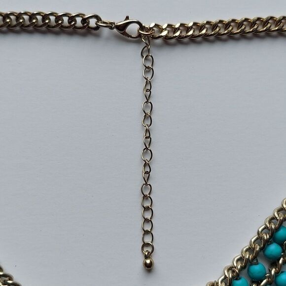 Statement Necklace with Turquoise Colored Beads - Picture 6 of 7